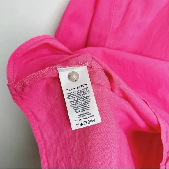 Aritzia Denim Forum Womens Size Xsmall Button Hot Pink  Roll Sleeve Jane Shirt - Picture 10 of 15